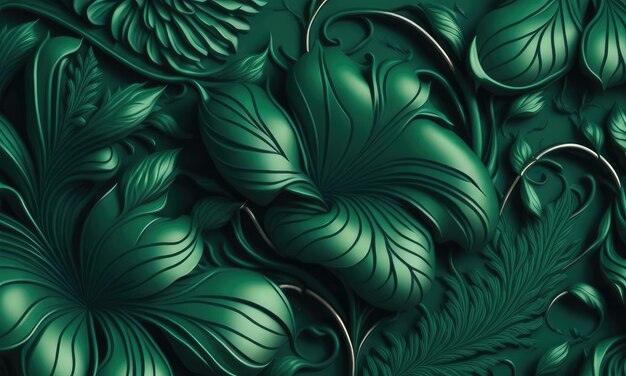 Belos desenhos abstratos de papel de parede floral verde