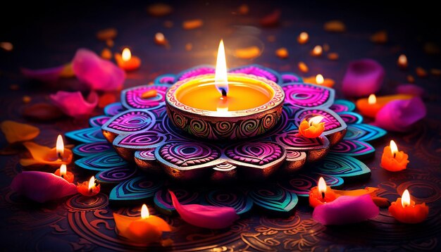 belos designs de cores vivas no estilo de Diwali