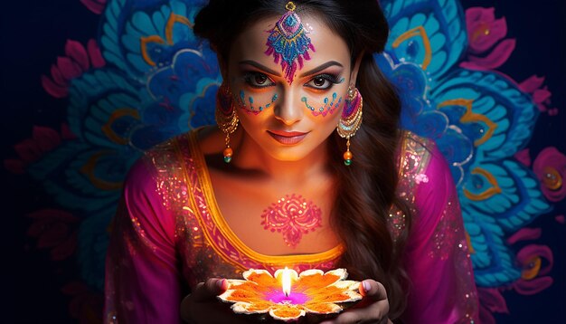 belos designs de cores vivas no estilo de Diwali