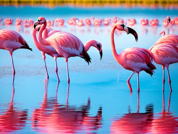 Belos flamingos no lago ai gerados