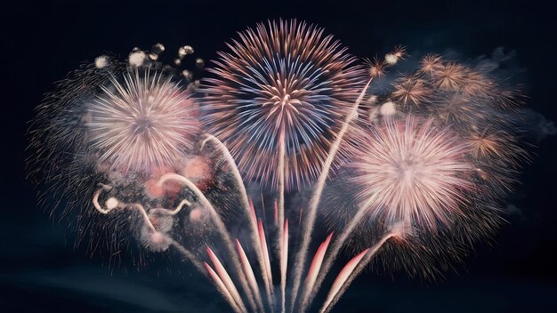 Belos fogos de artifício no céu preto