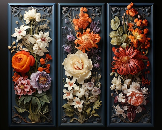 Belos padrões de decoração de design floral brilhante em azulejos de porcelana