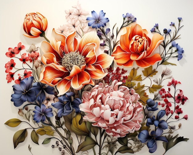 Belos padrões de decoração de design floral brilhante em azulejos de porcelana