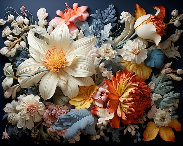 Foto belos padrões de decoração de design floral brilhante em azulejos de porcelana