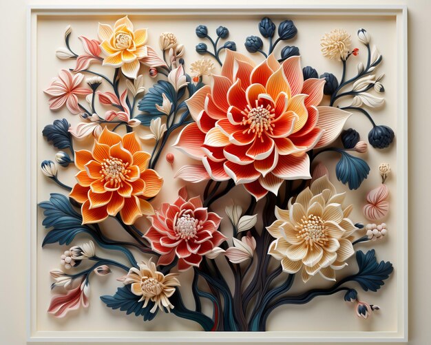 Belos padrões de decoração de design floral brilhante em azulejos de porcelana