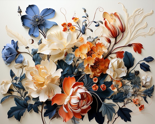 Belos padrões de decoração de design floral brilhante em azulejos de porcelana