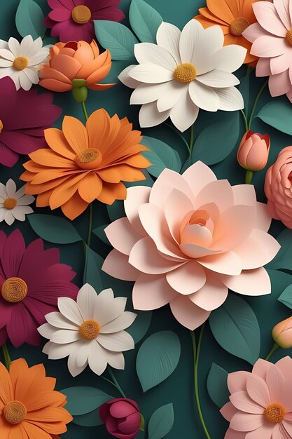 Belos padrões de flores ilustração fundo floral estilo vintage Ai gerado