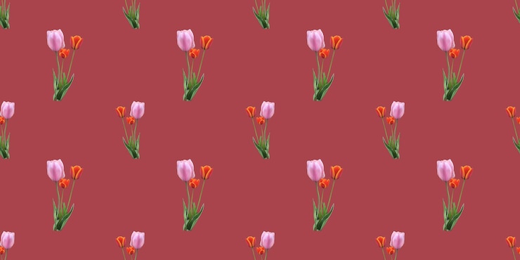 Foto belos padrões sem costuras com flores de tulipa