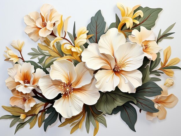 Foto belos pedaços de flor de frangipani com folhas