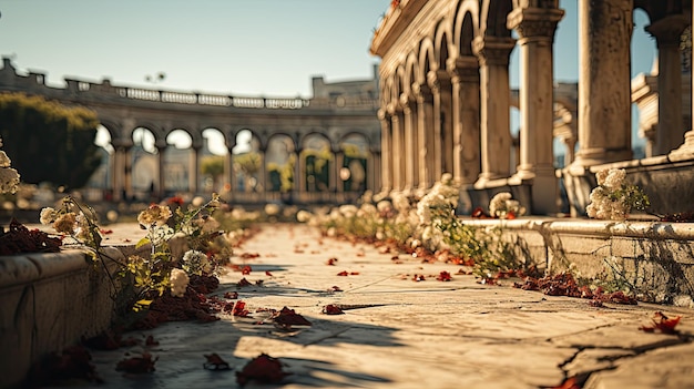 Foto belos pilares romanos antigos em um coliseu
