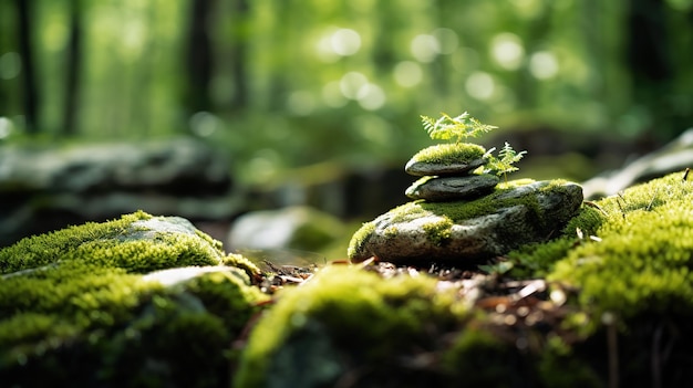 Belos raios de sol em uma floresta verde