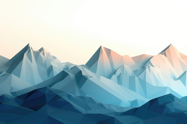 Belos tons de papel de parede de azul e laranja nas montanhas azuis geométricas Generative AI AIG27