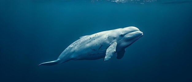 Beluga graciosa em profundidades azuis serenas conceito fotografia subaquática vida marinha exploração oceânica ambientes aquáticos