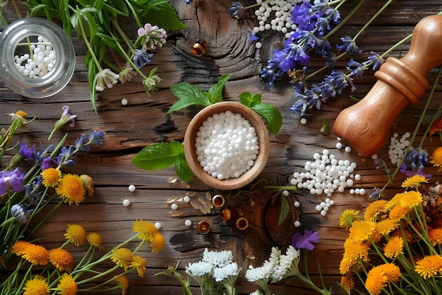 Bem-Estar Homeopático Tranquilo Ingredientes Botânicos Naturais para Saúde Holística e Relaxamento