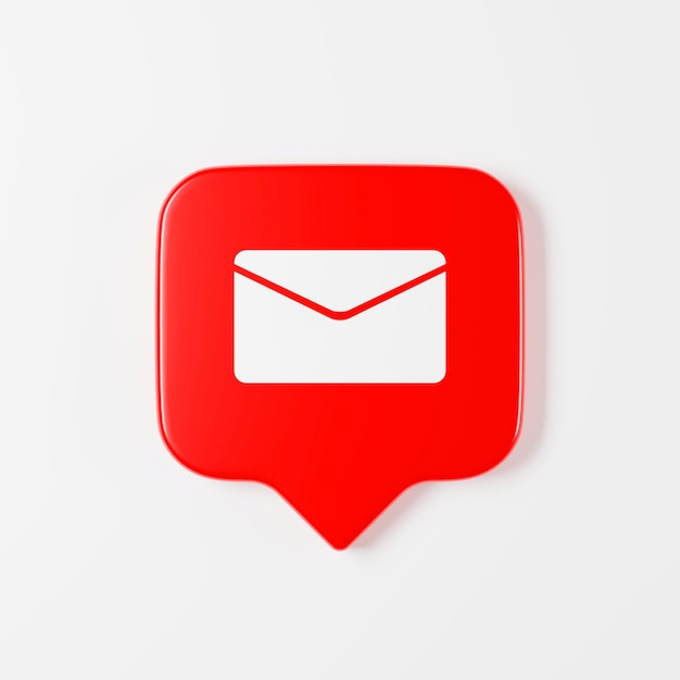 Benachrichtigungssymbol E-Mail-Symbol auf weißem Hintergrund 3D-Darstellung