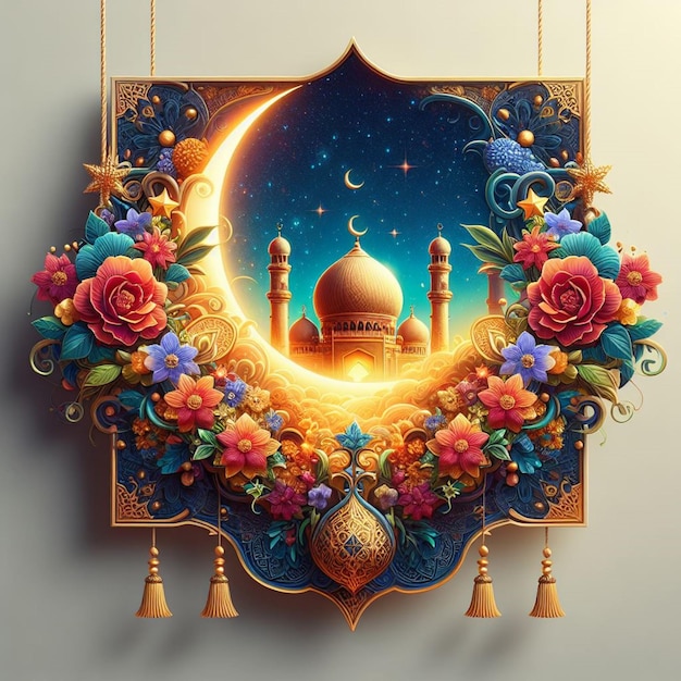 bênçãos dourados ramadan mubarak bandeira iluminando o caminho para um mês cheio de alegria