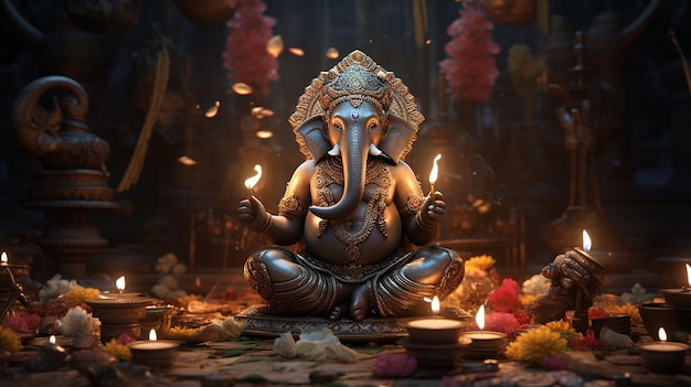 Bendiciones eternas de la estatua de Ganesh