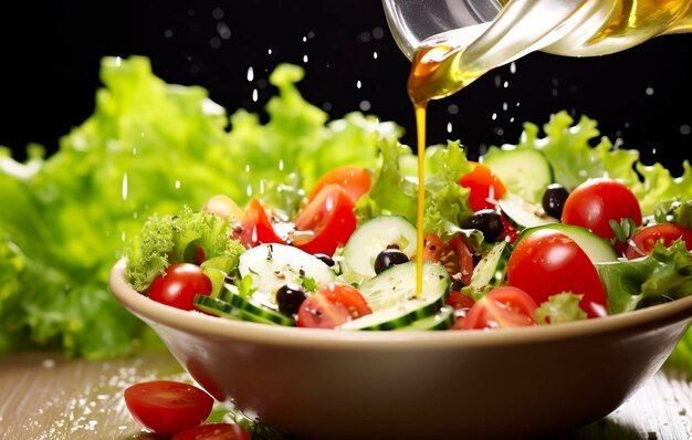 benefícios para a saúde de salada saudável no estilo de detalhamento preciso suave e brilhante Generative AI