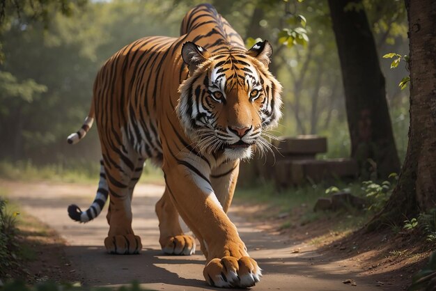 Bengalischer Tiger starrt Aggression in die Augen majestätische Schönheit in der Natur