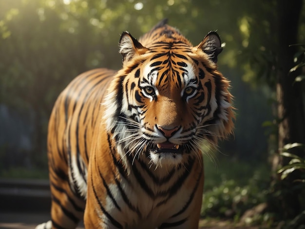 Bengalischer Tiger starrt Aggression in die Augen majestätische Schönheit in der Natur