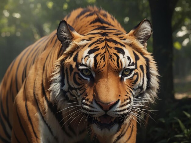 Bengalischer Tiger starrt Aggression in die Augen majestätische Schönheit in der Natur