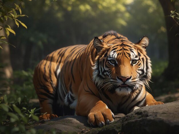 Bengalischer Tiger starrt Aggression in die Augen majestätische Schönheit in der Natur