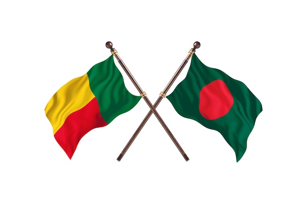 Benin gegen Bangladesch zwei Länderflaggen Hintergrund