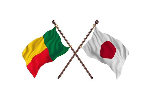 Benin gegen Japan zwei Länder Flaggen Hintergrund