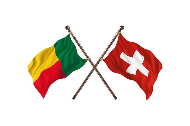 Benin gegen Schweiz zwei Länderflaggen Hintergrund