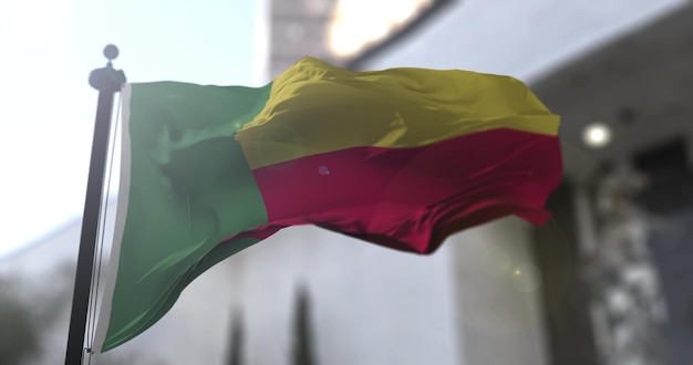 Benin país da bandeira nacional agitando a bandeira Política e ilustração de notícias