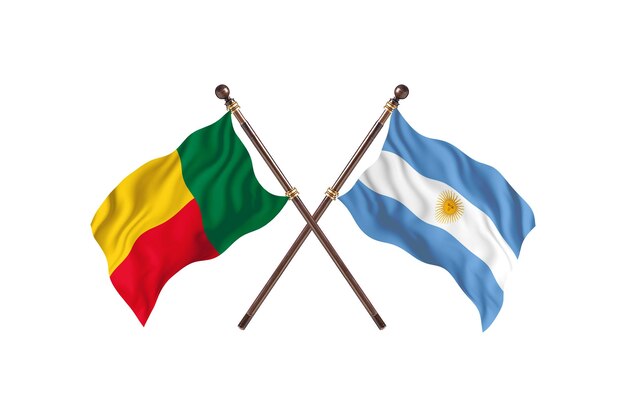 Benin versus Argentina Fundo de bandeiras de dois países