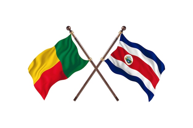 Benin versus fondo de banderas de dos países de Costa Rica