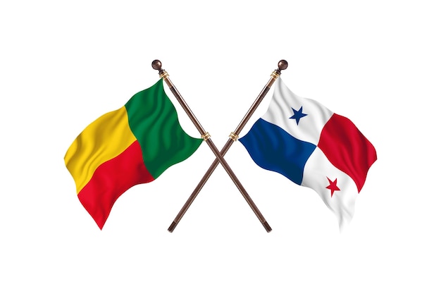 Benin versus fondo de banderas de dos países de Panamá