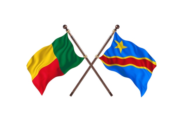 Benin versus República Democrática do Congo - Fundo de Bandeiras de Dois Países