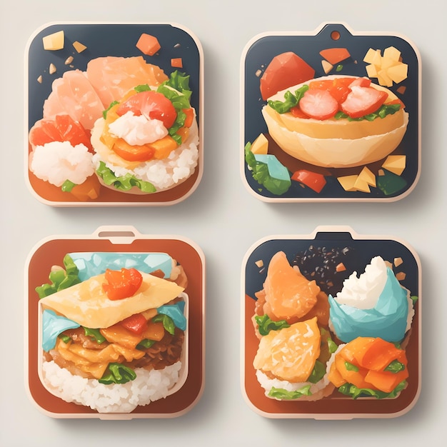 Bento o caja de almuerzo japonesa Concepto de entrega de alimentos saludables Para llevar para llevar para llevar cajas con