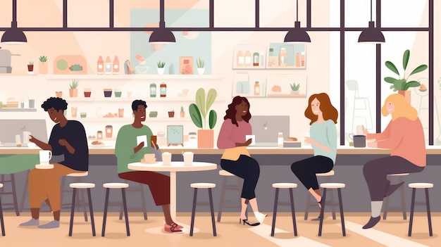 Benutzer in einem Café Illustration für ein modernes Unternehmen