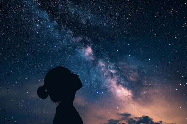 Beobachtender Astronom, glückliches Kind, Sternenhimmel in der Nacht, generiere Ai.