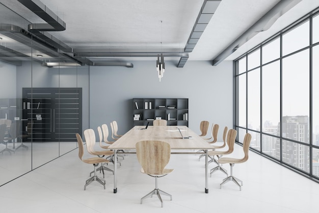 Bequeme Sitzungsinterieur mit Holztisch
