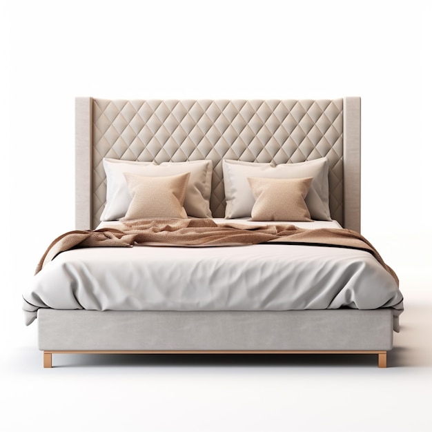 Bequemes Bett mit weicher weißer Matratze und Kissen