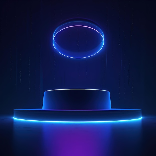 Über einem Tisch befindet sich ein Neonlicht mit einem runden Gegenstand in der Mitte.