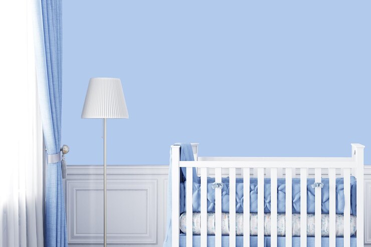 Foto berçário interior de parede azul de fundo vazio