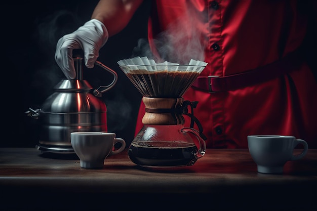 Bereiten Sie Kaffee mit einer professionellen Kaffeemaschine zu