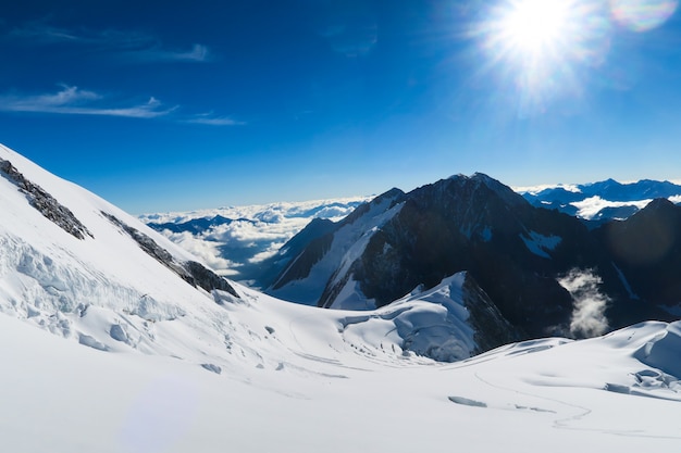 Berelskoe sedlo. Blick auf die Belukha-Berggletscher