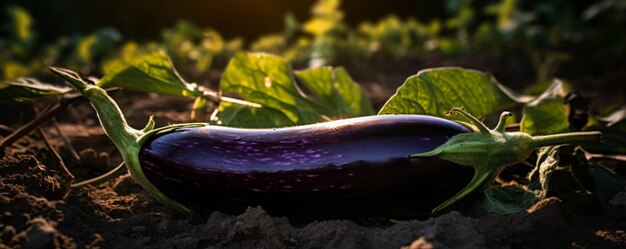 Foto la berenjena está en el jardín archivado verdura orgánica fresca