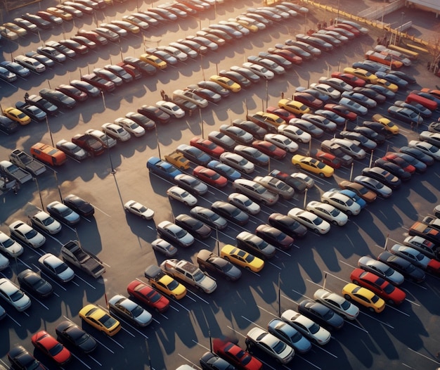 Überfüllte Parkplätze, auf denen Autos Platz suchen