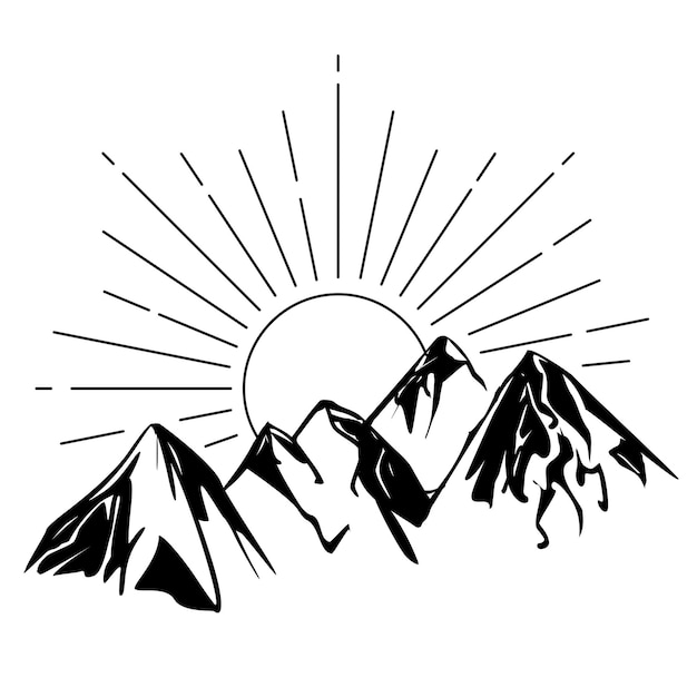 Berg-Sonnenaufgang png-Aufkleber Natur-Illustration durchsichtiger Hintergrund
