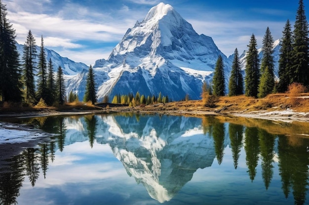 Berg spiegelt sich in einem See