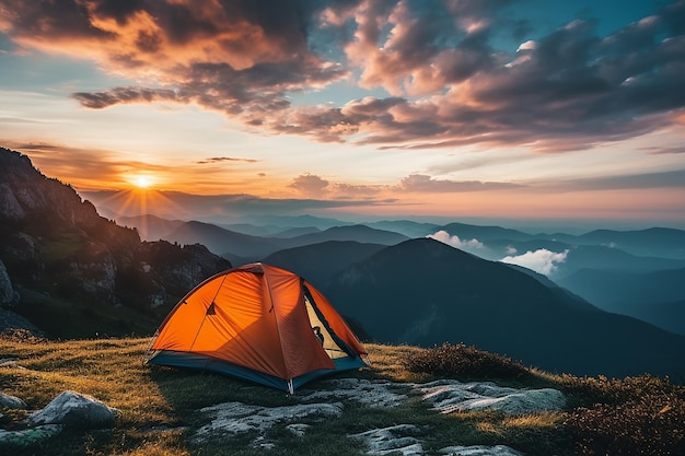 Bergabenteuerzelt mit Dramatic Sky Travel Concept