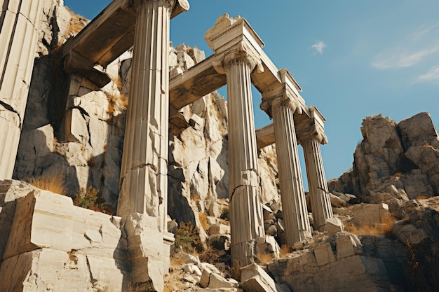 Bergama, Türkei, Herbst 2021. Auf dem antiken Troyan-Tempel sind Säulen aus weißem Marmor zu sehen