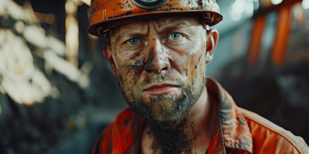 Bergarbeiter mit Helm in der Mine Generative KI